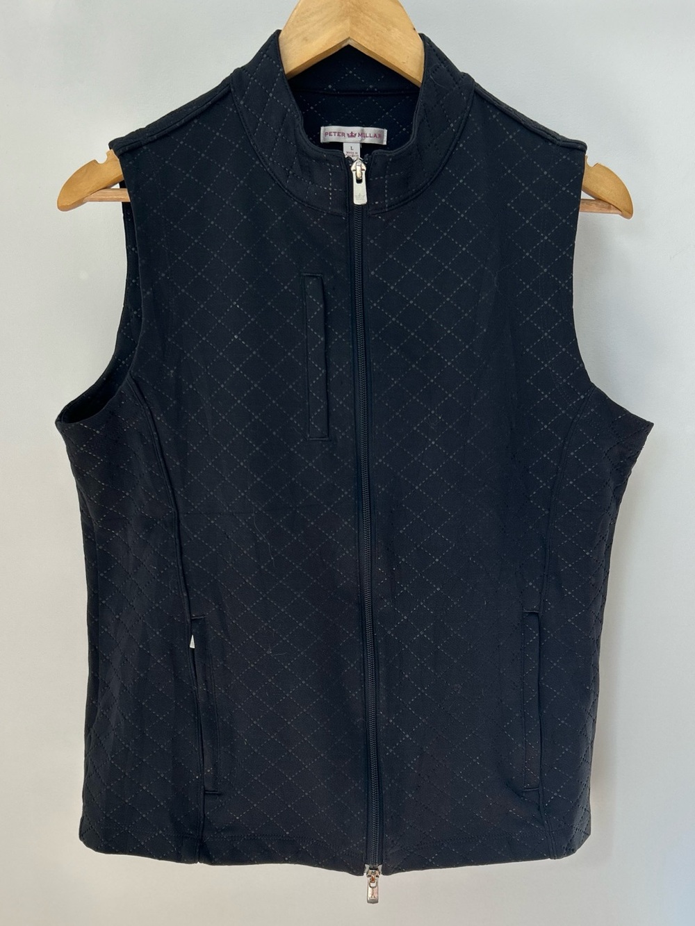 Peter Millar Black Quilted Zip-Front Vest